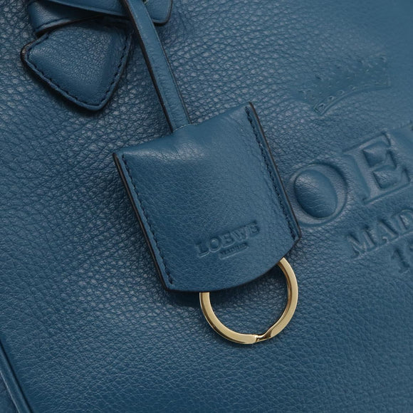 LOEWE Heritage Tote Bag Leather Gold Blue Auth 175236A