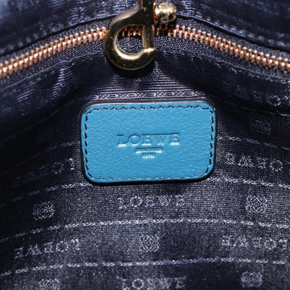 LOEWE Heritage Tote Bag Leather Gold Blue Auth 175236A
