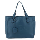 LOEWE Heritage Tote Bag Leather Gold Blue Auth 175236A-13