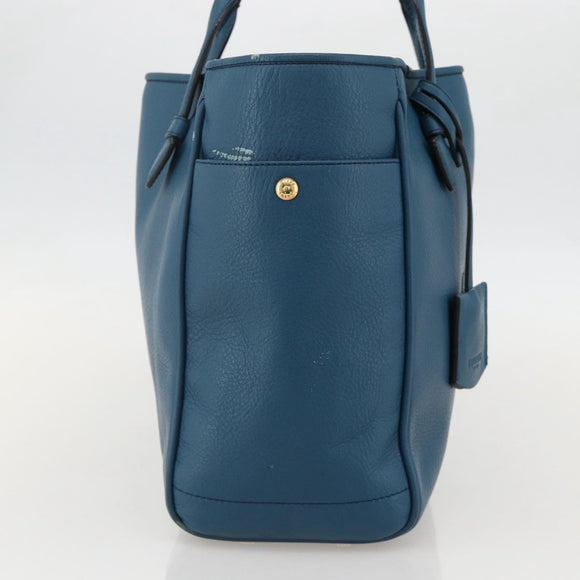 LOEWE Heritage Tote Bag Leather Gold Blue Auth 175236A