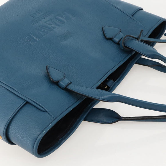 LOEWE Heritage Tote Bag Leather Gold Blue Auth 175236A