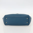 LOEWE Heritage Tote Bag Leather Gold Blue Auth 175236A-5