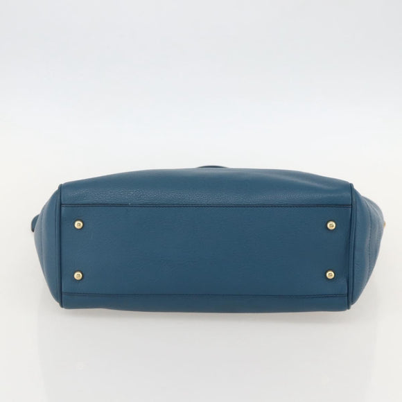 LOEWE Heritage Tote Bag Leather Gold Blue Auth 175236A