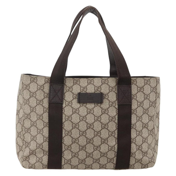 GUCCI GG Supreme Hand Bag PVC Beige 141976 Auth 175237A