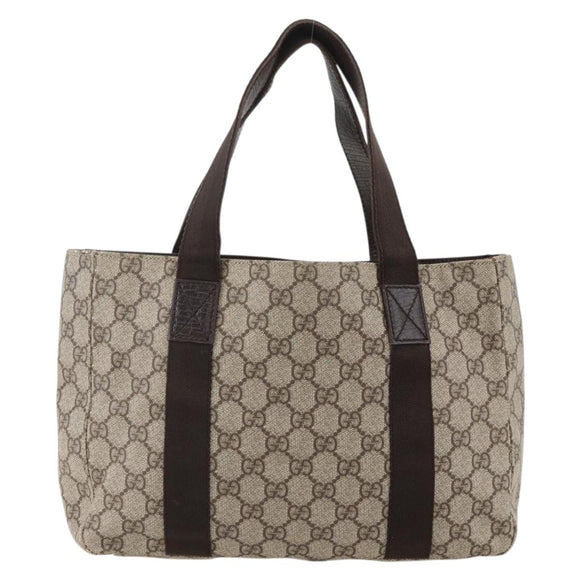 GUCCI GG Supreme Hand Bag PVC Beige 141976 Auth 175237A