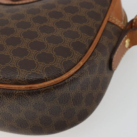 CELINE Macadam Canvas Shoulder Bag PVC Leather Brown Gold Auth 175239A