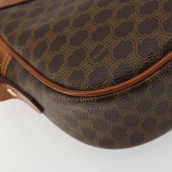 CELINE Macadam Canvas Shoulder Bag PVC Leather Brown Gold Auth 175239A