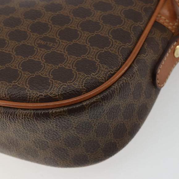 CELINE Macadam Canvas Shoulder Bag PVC Leather Brown Gold Auth 175239A