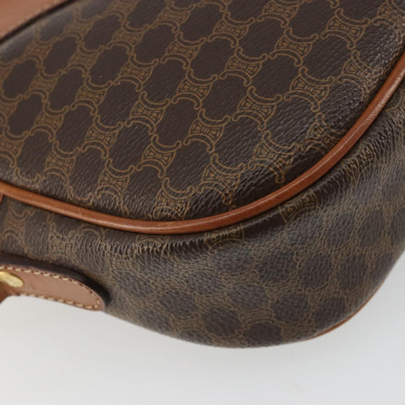 CELINE Macadam Canvas Shoulder Bag PVC Leather Brown Gold Auth 175239A