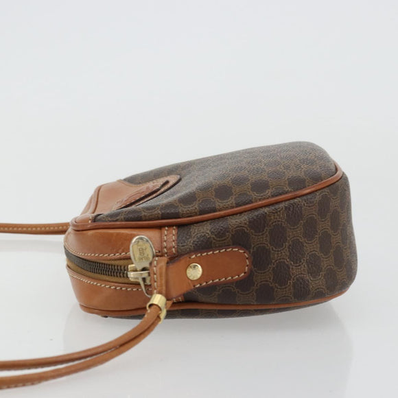 CELINE Macadam Canvas Shoulder Bag PVC Leather Brown Gold Auth 175239A