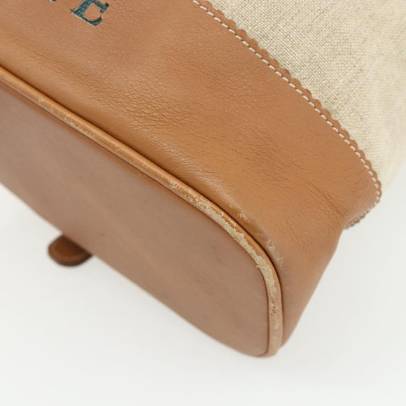 LOEWE Purse Shoulder Bag Canvas Beige Gold Auth 175242A