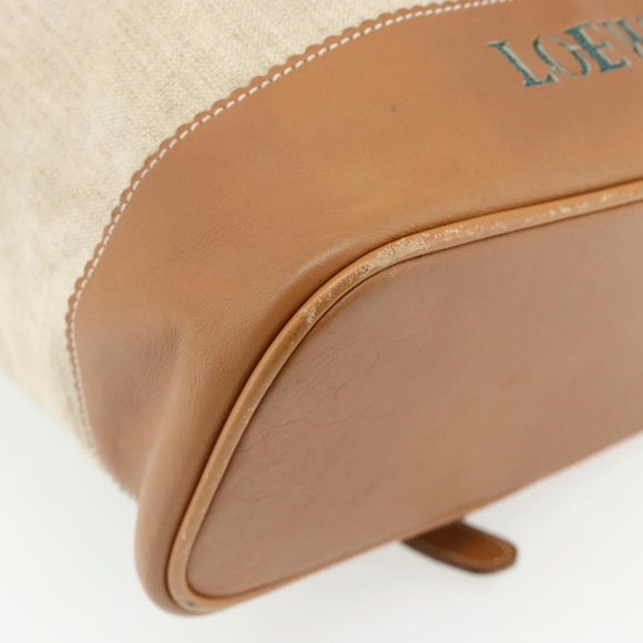 LOEWE Purse Shoulder Bag Canvas Beige Gold Auth 175242A