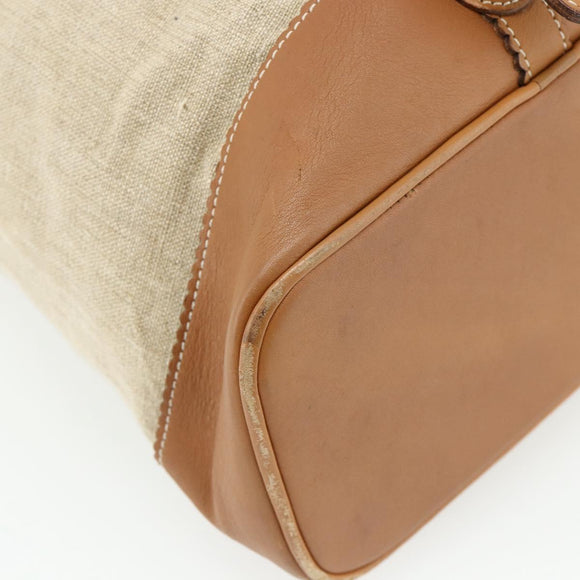 LOEWE Purse Shoulder Bag Canvas Beige Gold Auth 175242A