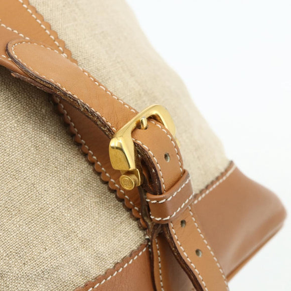 LOEWE Purse Shoulder Bag Canvas Beige Gold Auth 175242A
