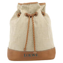 LOEWE Purse Shoulder Bag Canvas Beige Gold Auth 175242A-13