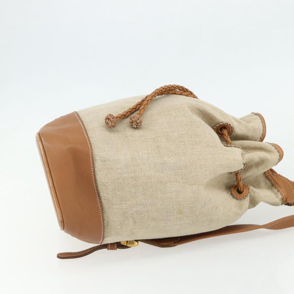 LOEWE Purse Shoulder Bag Canvas Beige Gold Auth 175242A