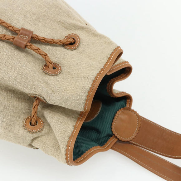LOEWE Purse Shoulder Bag Canvas Beige Gold Auth 175242A