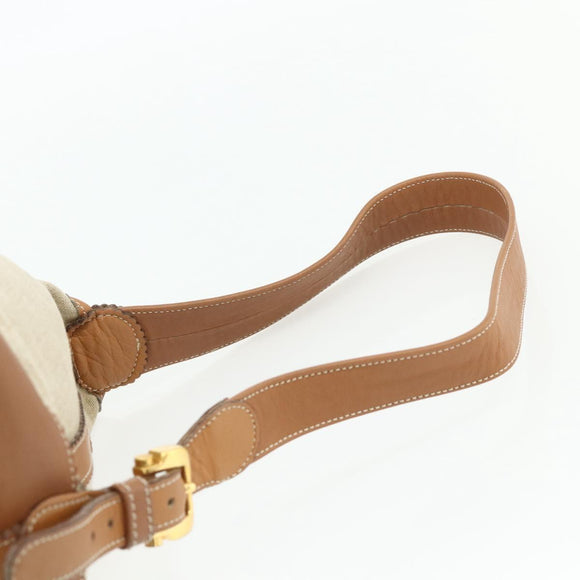 LOEWE Purse Shoulder Bag Canvas Beige Gold Auth 175242A
