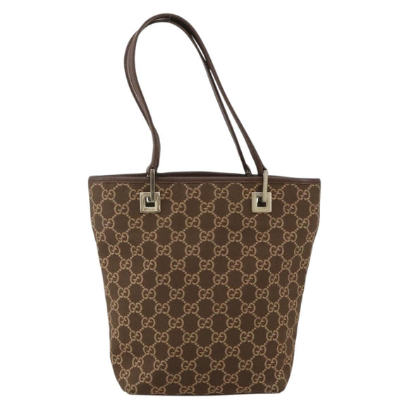GUCCI GG Canvas Tote Bag Brown Gold 002 1099 3444 Auth 175244