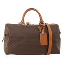 CELINE Macadam Canvas Boston Bag PVC Leather 2way Brown Gold Auth 175248A-1