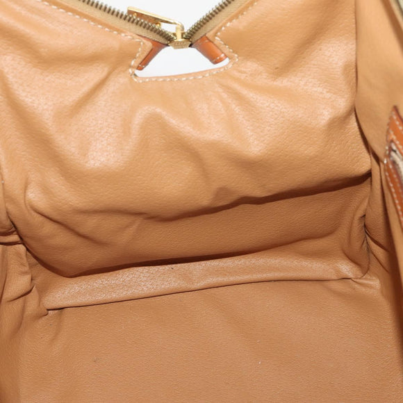 CELINE Macadam Canvas Boston Bag PVC Leather 2way Brown Gold Auth 175248A