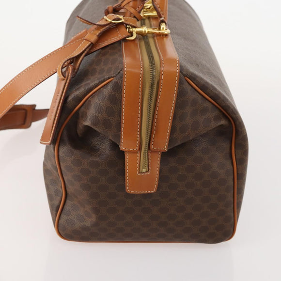 CELINE Macadam Canvas Boston Bag PVC Leather 2way Brown Gold Auth 175248A