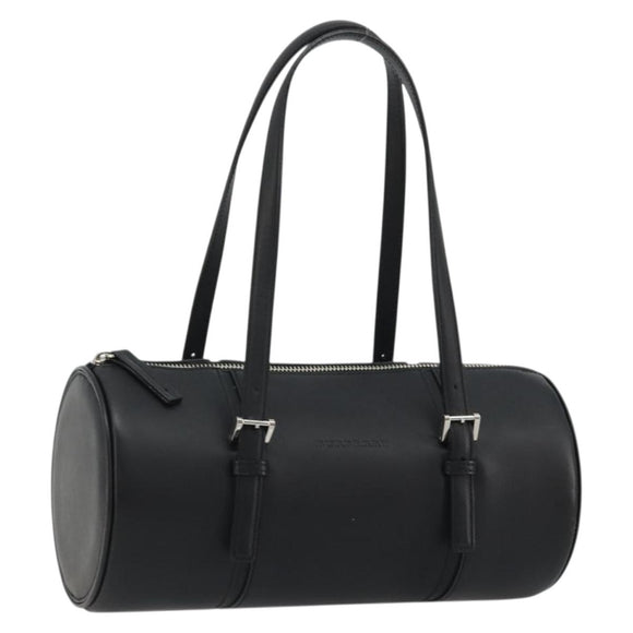 BURBERRY Hand Bag Leather Black Silver Auth 175249A