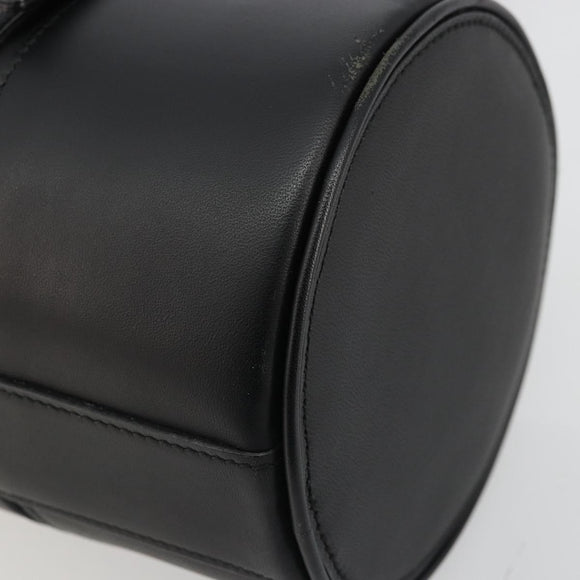 BURBERRY Hand Bag Leather Black Silver Auth 175249A
