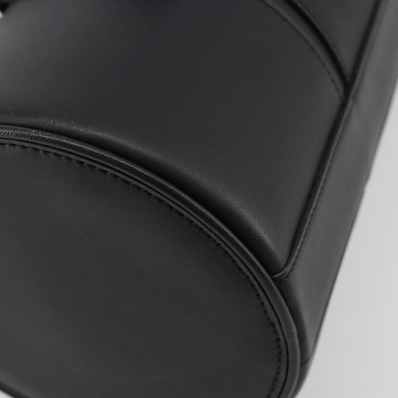 BURBERRY Hand Bag Leather Black Silver Auth 175249A