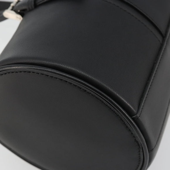 BURBERRY Hand Bag Leather Black Silver Auth 175249A