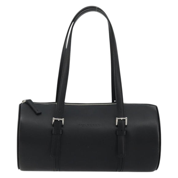 BURBERRY Hand Bag Leather Black Silver Auth 175249A