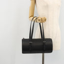 BURBERRY Hand Bag Leather Black Silver Auth 175249A-21