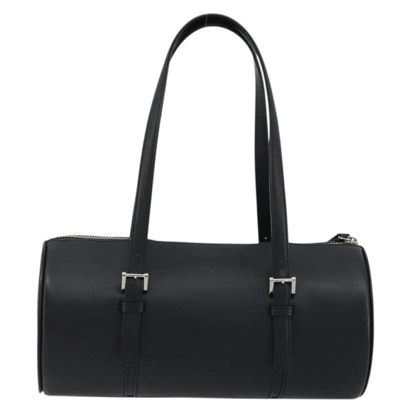 BURBERRY Hand Bag Leather Black Silver Auth 175249A