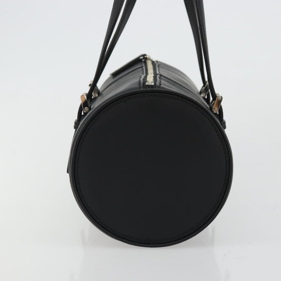 BURBERRY Hand Bag Leather Black Silver Auth 175249A