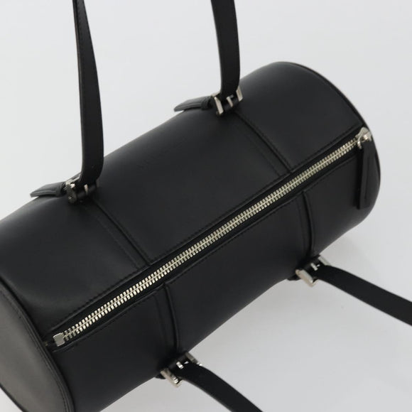 BURBERRY Hand Bag Leather Black Silver Auth 175249A