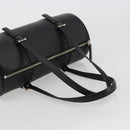 BURBERRY Hand Bag Leather Black Silver Auth 175249A-7