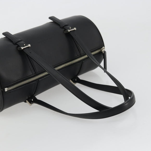 BURBERRY Hand Bag Leather Black Silver Auth 175249A