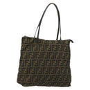 FENDI Zucca Canvas Tote Bag Black Brown Auth 175252-1