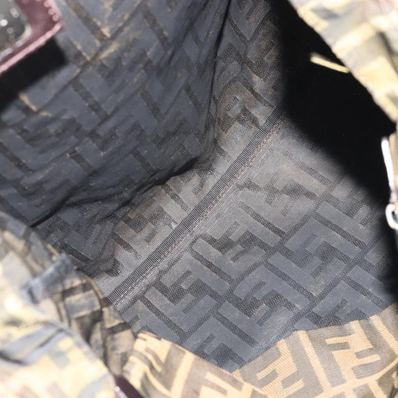 FENDI Zucca Canvas Tote Bag Black Brown Auth 175252