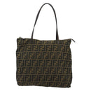 FENDI Zucca Canvas Tote Bag Black Brown Auth 175252-2