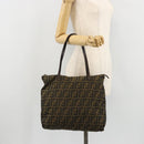 FENDI Zucca Canvas Tote Bag Black Brown Auth 175252-22
