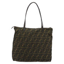 FENDI Zucca Canvas Tote Bag Black Brown Auth 175252-3