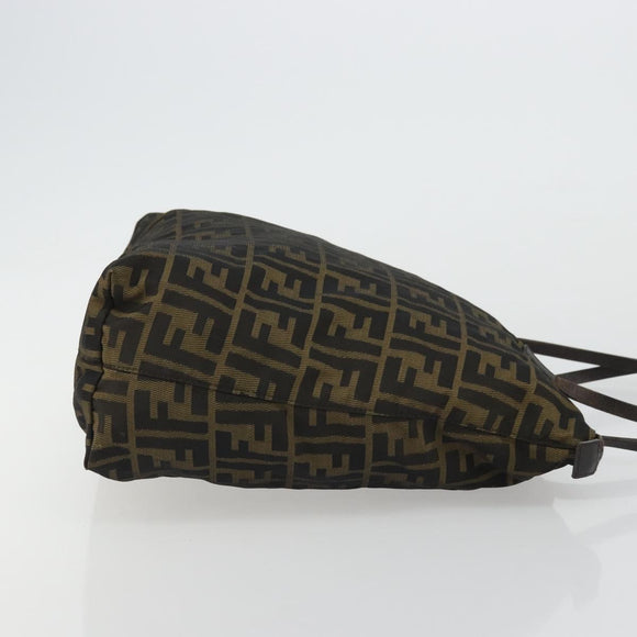 FENDI Zucca Canvas Tote Bag Black Brown Auth 175252
