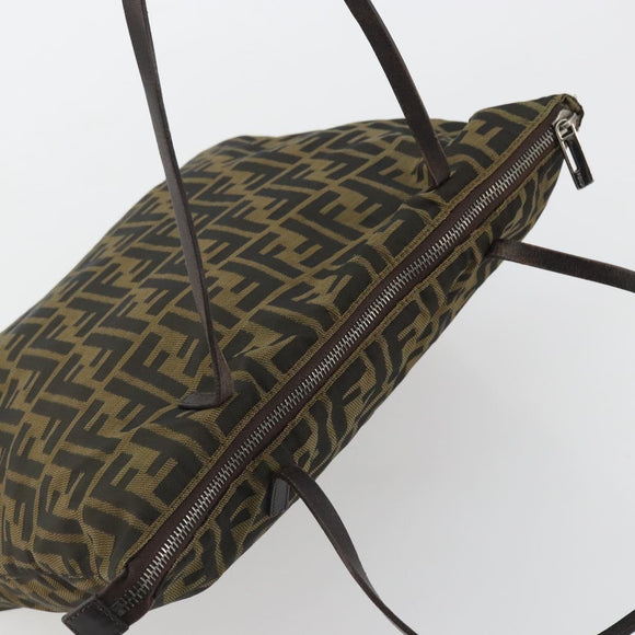 FENDI Zucca Canvas Tote Bag Black Brown Auth 175252