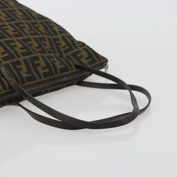 FENDI Zucca Canvas Tote Bag Black Brown Auth 175252