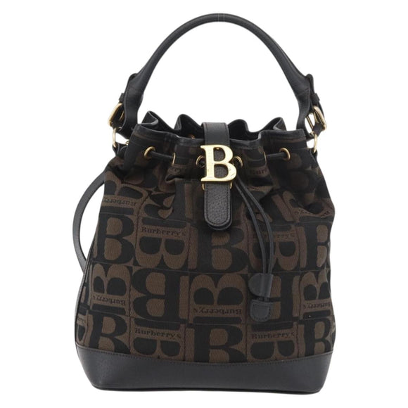 Burberrys Purse Hand Bag Canvas 2way Brown Gold Auth 175256A