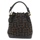 Burberrys Purse Hand Bag Canvas 2way Brown Gold Auth 175256A-2