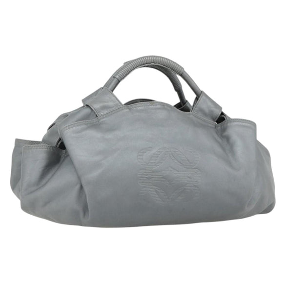 LOEWE Nappa Aire Anagram Hand Bag Leather Gold Gray Auth 175257A