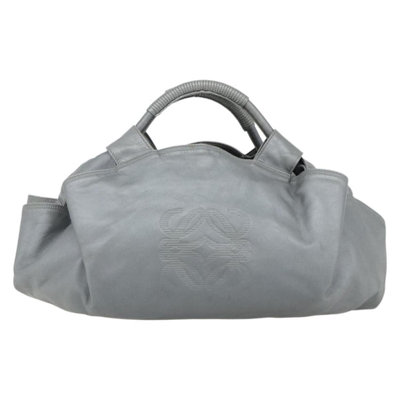 LOEWE Nappa Aire Anagram Hand Bag Leather Gold Gray Auth 175257A