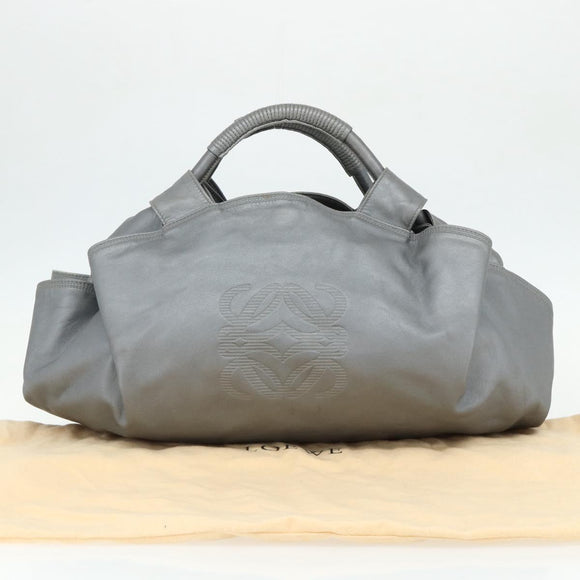 LOEWE Nappa Aire Anagram Hand Bag Leather Gold Gray Auth 175257A